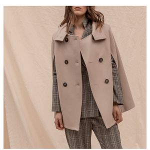 Wool cashmere double breasted cape